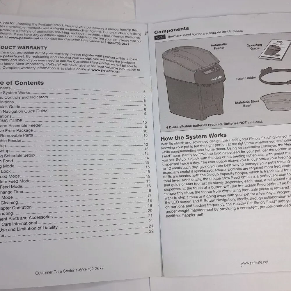 Petsafe Healthy Pet Simply Feed‎ PFD00-14574 manual operating guide instructions